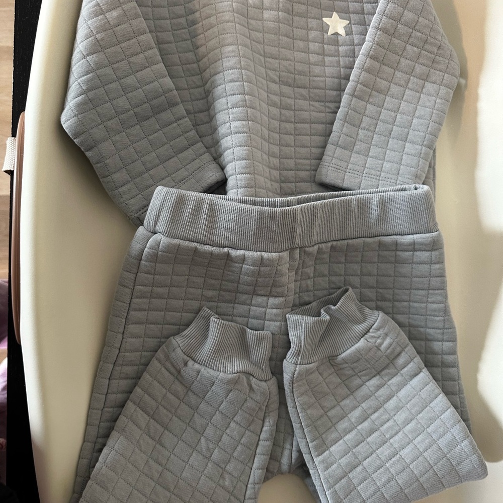 Gray Quilted Baby Outfit with Star